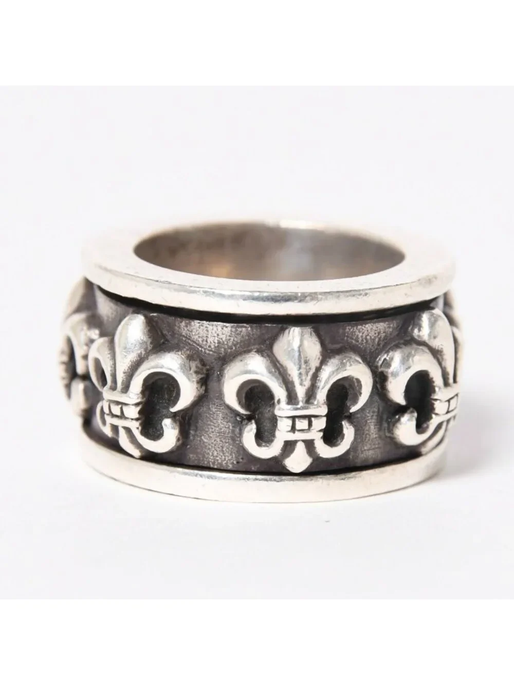 Chrome Hearts Spinner BS Flare Ring Lily Crest 925 Sterling Silver